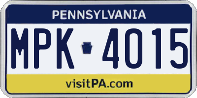 PA license plate MPK4015