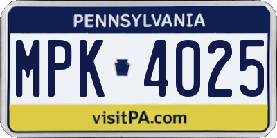 PA license plate MPK4025