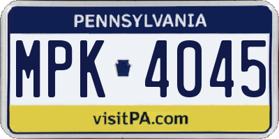 PA license plate MPK4045