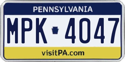 PA license plate MPK4047