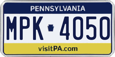 PA license plate MPK4050