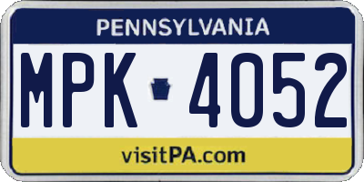 PA license plate MPK4052
