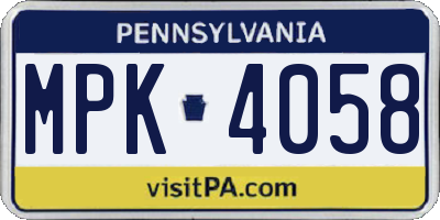 PA license plate MPK4058