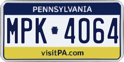 PA license plate MPK4064