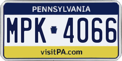 PA license plate MPK4066