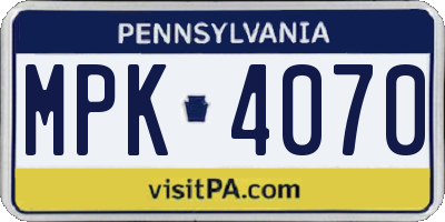PA license plate MPK4070