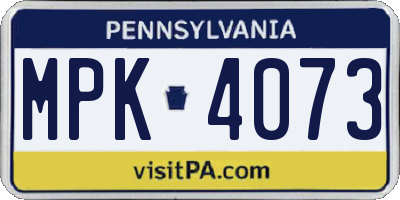 PA license plate MPK4073