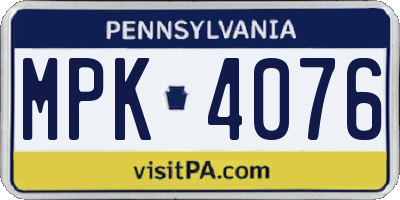 PA license plate MPK4076