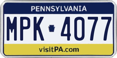 PA license plate MPK4077