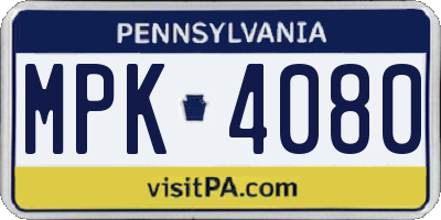 PA license plate MPK4080