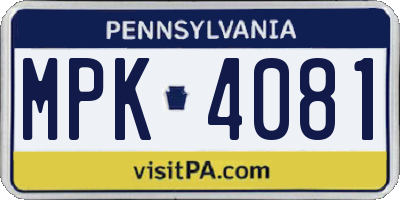 PA license plate MPK4081