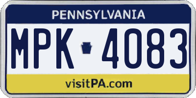 PA license plate MPK4083