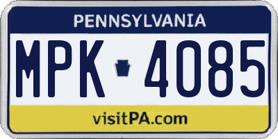 PA license plate MPK4085