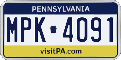 PA license plate MPK4091