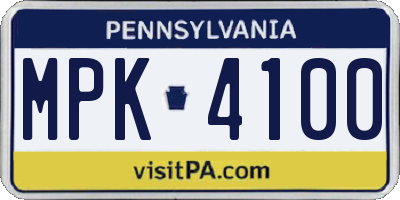 PA license plate MPK4100