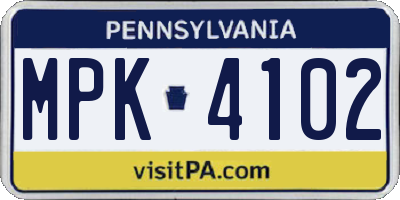 PA license plate MPK4102