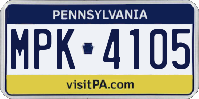 PA license plate MPK4105