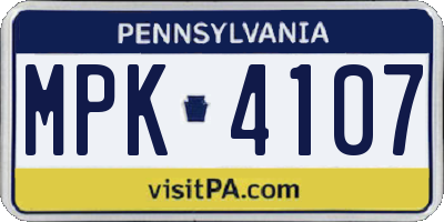 PA license plate MPK4107