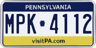 PA license plate MPK4112