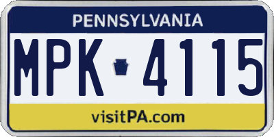 PA license plate MPK4115
