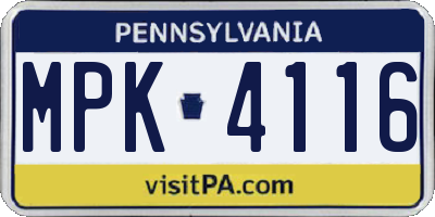 PA license plate MPK4116