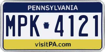 PA license plate MPK4121