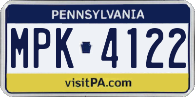 PA license plate MPK4122