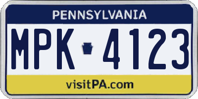 PA license plate MPK4123