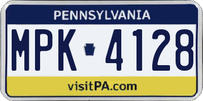 PA license plate MPK4128