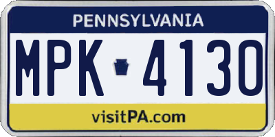 PA license plate MPK4130