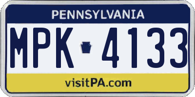 PA license plate MPK4133