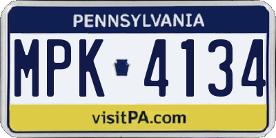 PA license plate MPK4134