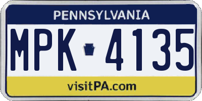 PA license plate MPK4135