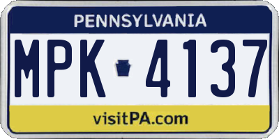 PA license plate MPK4137