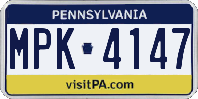 PA license plate MPK4147