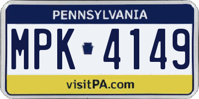 PA license plate MPK4149