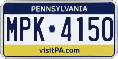 PA license plate MPK4150