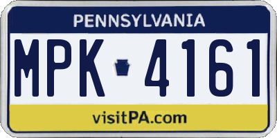 PA license plate MPK4161