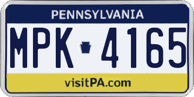 PA license plate MPK4165