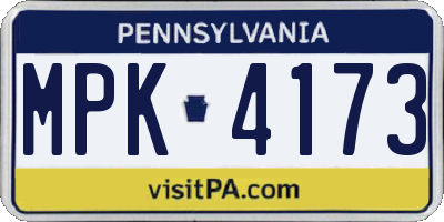 PA license plate MPK4173