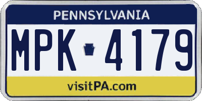 PA license plate MPK4179