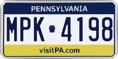 PA license plate MPK4198