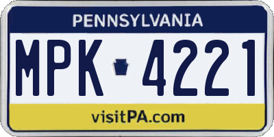 PA license plate MPK4221