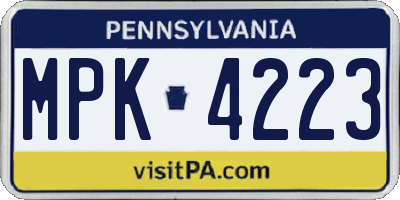 PA license plate MPK4223