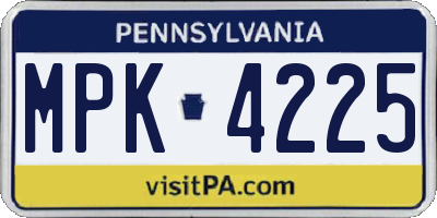 PA license plate MPK4225