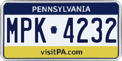 PA license plate MPK4232
