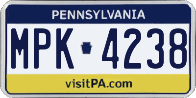PA license plate MPK4238