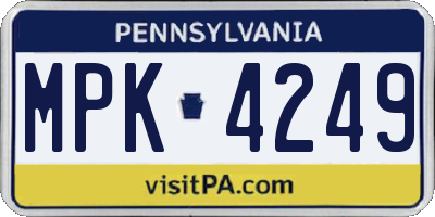 PA license plate MPK4249