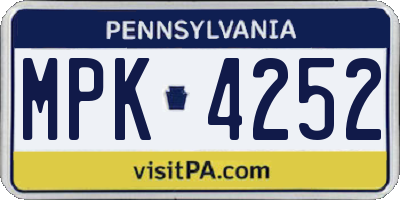PA license plate MPK4252