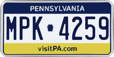PA license plate MPK4259